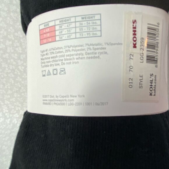 ELLI BY Capelli  2-Pack Black Sweater Tights Size 4-6X - Picture 4 of 4